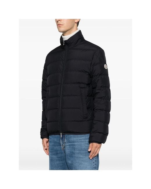 Moncler Blue Quilted Logo-Patch Jacket for men