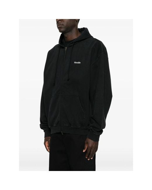 Vetements Black Logo-Print Zip-Up Hoodie for men