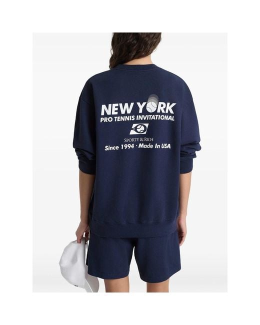 Sporty & Rich Blue Sweater Text Print