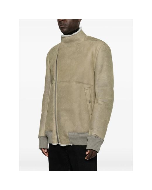 Rick Owens Natural Hollywood Flight Shearling-Lined Leather Jacket for men