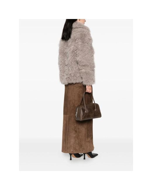 MARGE SHERWOOD Brown Top-Handle Leather Tote Bag