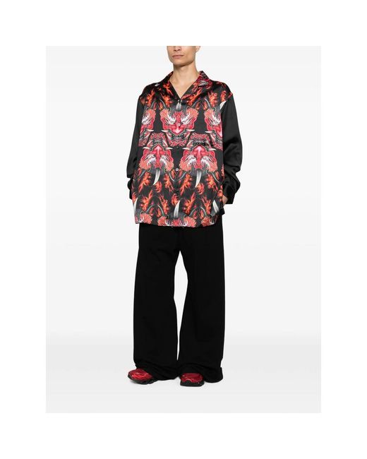 Y-3 Red Graphic-Print Button-Down Shirt for men
