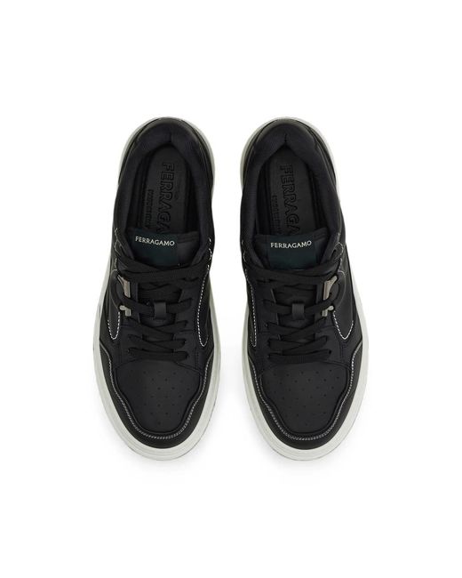 Ferragamo Black Gancini Sneakers for men