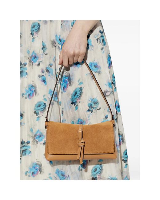 Kate Spade Brown Small Loop Suede-Panelled Knotted Shoulder Bag