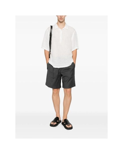 BRIGLIA Gray Molokaip Pleated Drawstring Shorts for men