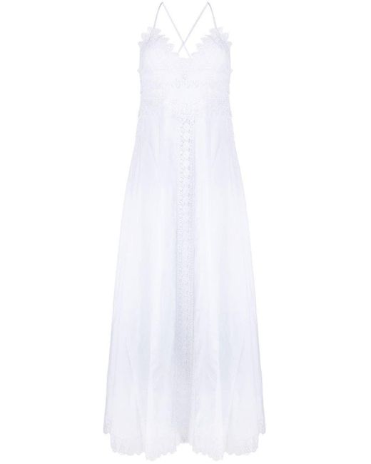 Charo Ruiz Ibiza White Embroidered V-neck Maxi Dress