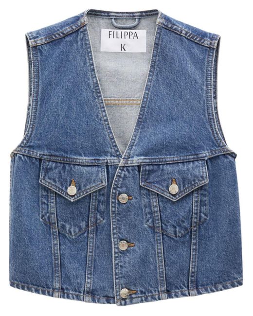 Filippa K Blue Fitted Denim Vest