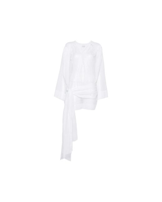 ANDAMANE White Lace-Up Knotted-Waist Mini Dress