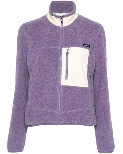 Sporty & Rich Purple Logo-Patch Fleece Jacket