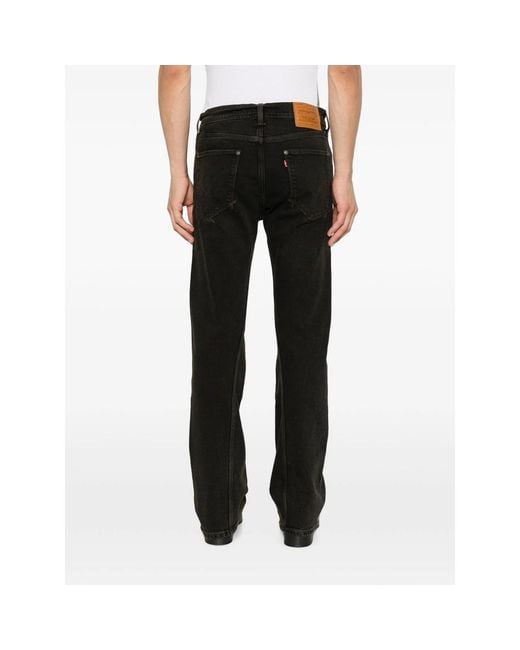 Levi's Black Logo-Patch Straight-Leg Jeans for men