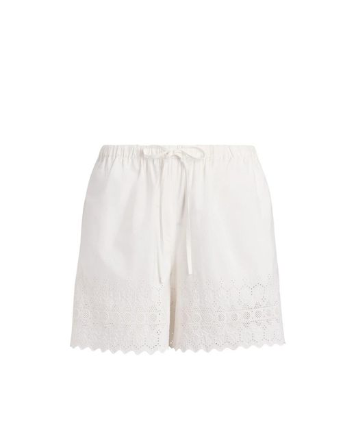 Ralph Lauren White Eyelet Scalloped Cotton Shorts