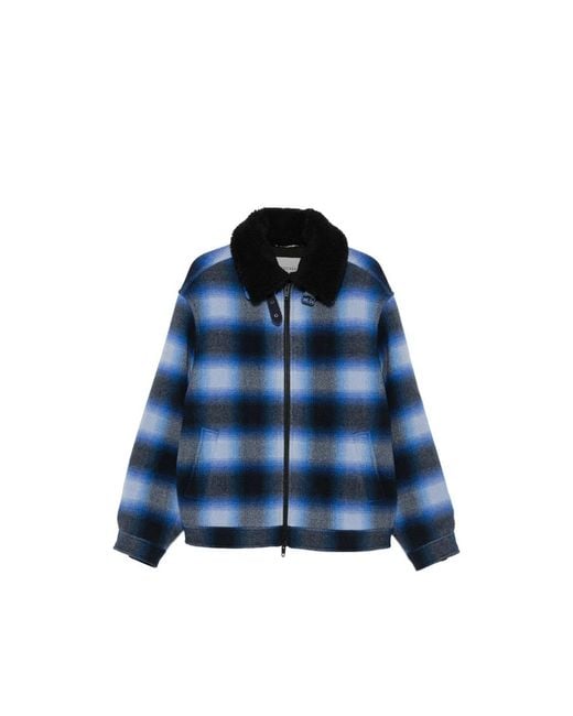 Balenciaga Blue Check-Pattern Shirt Jacket for men