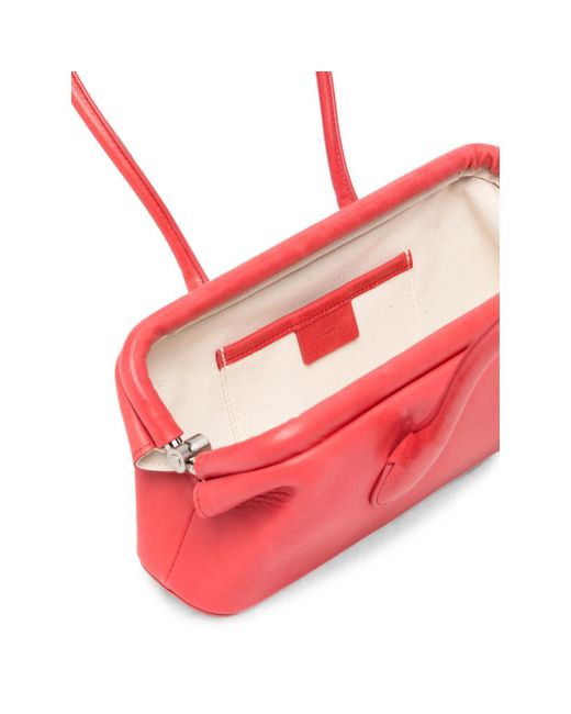 OSOI Red Mini Boat Leather Tote Bag