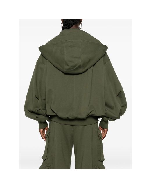 The Attico Green Logo-Embroidered Zip-Up Hoodie