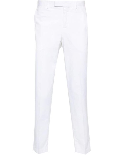 PT Torino White Pressed-Crease Slim-Cut Trousers for men