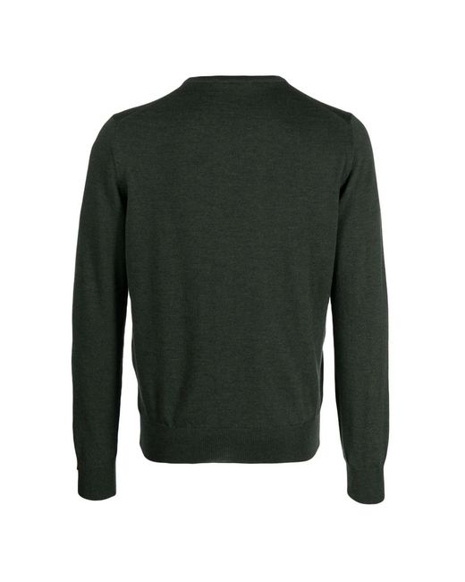 Fileria Green Virgin-Wool Fine-Knit Jumper for men