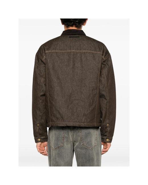 7 For All Mankind Brown Corduroy-Collar Denim Jacket for men