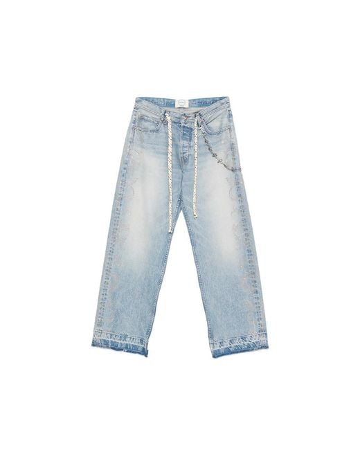 ERCOLE STUDIO Blue Embellished-Detail Frayed Jeans for men