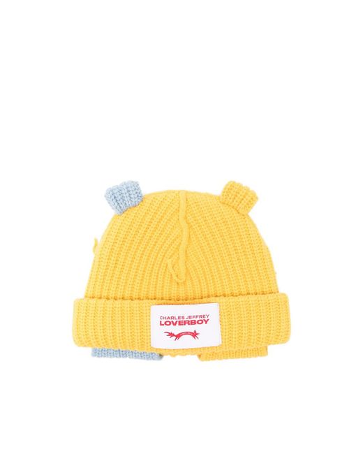 Charles Jeffrey Yellow Chunky Ribbed Beanie Hat for men