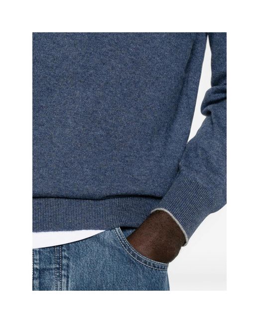 Brunello Cucinelli Blue Crew-Neck Long-Sleeve Sweater for men