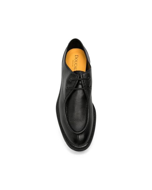 Doucal's Black Grained Leather Derby Shoes for men