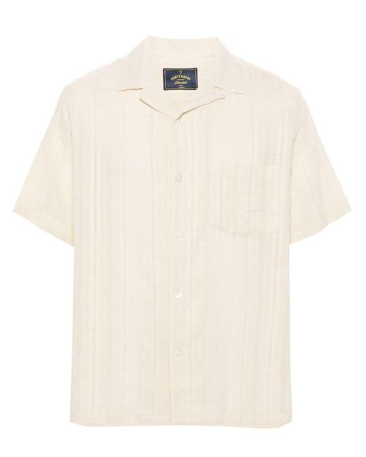 Portuguese Flannel White Patterned-Jacquard Cotton Shirt for men