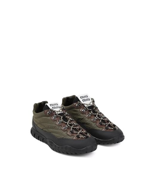 Miu Miu Black Ripstop Lace-Up Sneakers