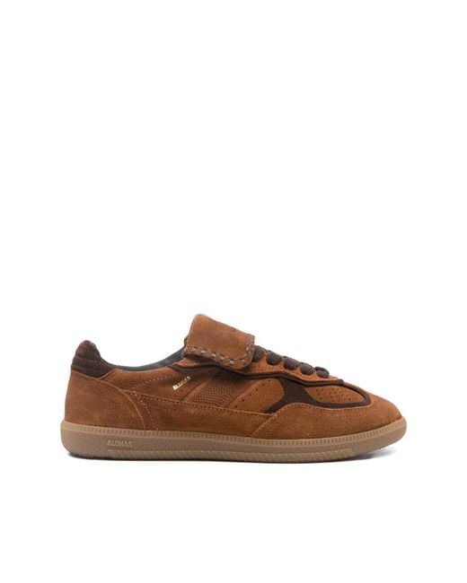 Alohas Brown Perforated Lace-Up Sneakers