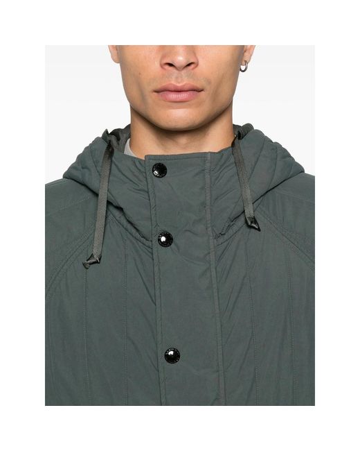 C P Company Green C. P. Company Quilted Hooded Jacket for men