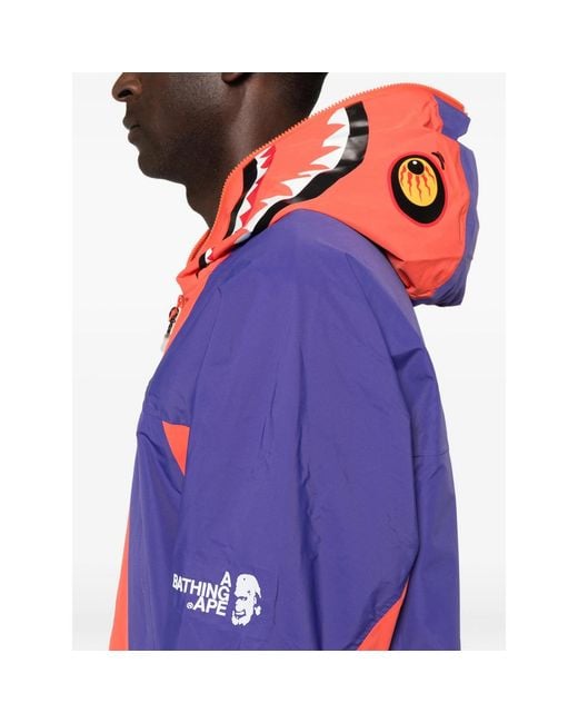 A Bathing Ape Blue Hooded Lightweight Jacket for men