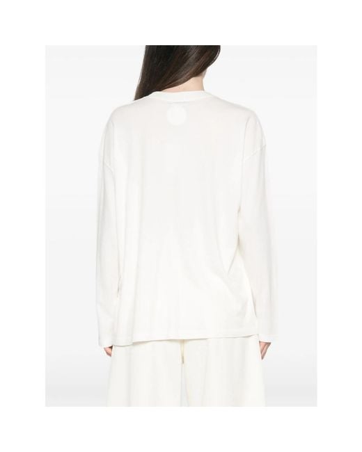 Anine Bing White Logo-Print Long-Sleeve T-Shirt
