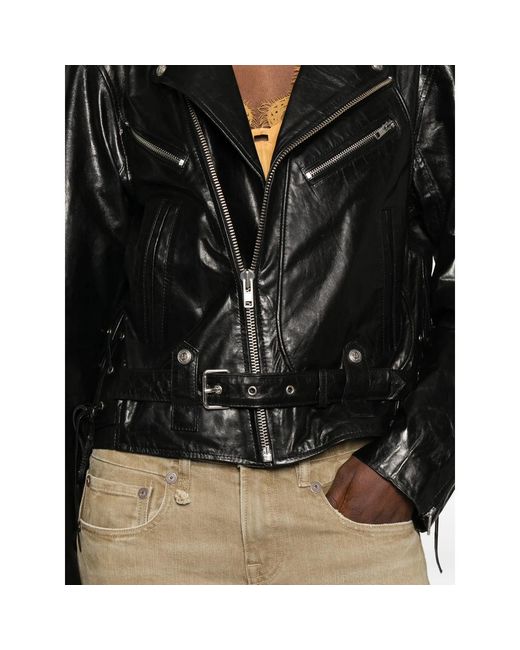 R13 Black Leather Outerwears