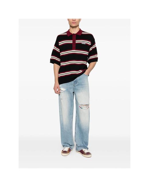 NAHMIAS Black Striped Polo Shirt for men