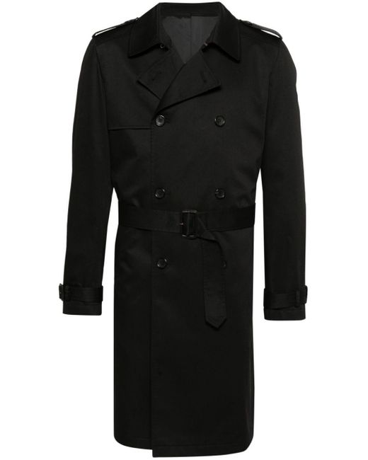 Eraldo Black Twill Double-Breasted Trench Coat for men