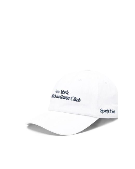 Sporty & Rich White Embroidered-Logo Baseball Cap