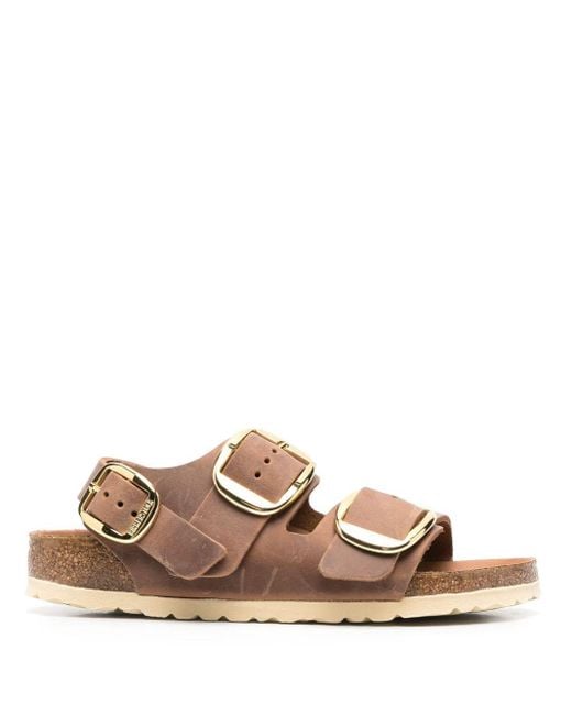 Birkenstock Milano Buckled Slingback Sandals in Brown | Lyst