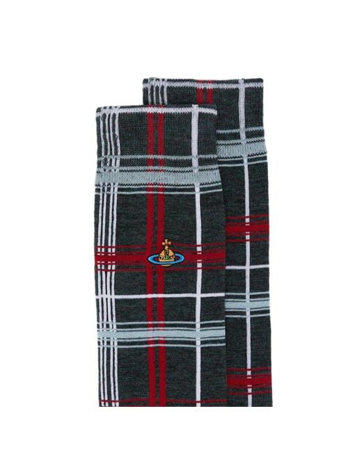 Vivienne Westwood Blue Orb Tartan Socks for men