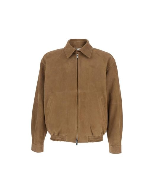 TONYWACK Brown Goat Suede Zip Jacket for men