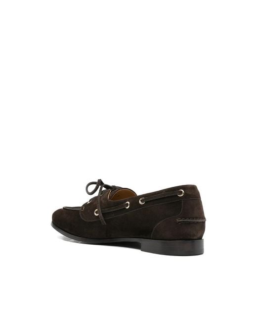 Bally Black Plume Lace-Up Suede Loafers