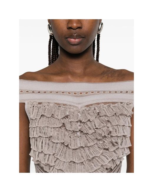 Antonino Valenti Pink Ruffled-Panel Maxi Dress