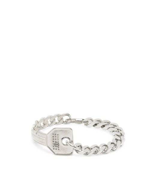MM6 by Maison Margiela White Key-Pendant Curb-Link Bracelet for men