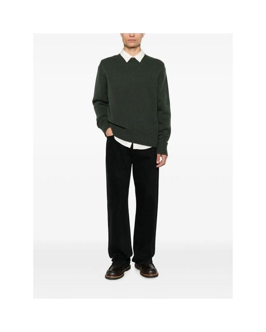 Diana Studio Green Ribbed-Trim Crew-Neck Sweater for men