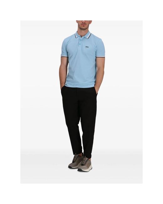 Boss Blue Logo-Embroidered Polo Shirt for men