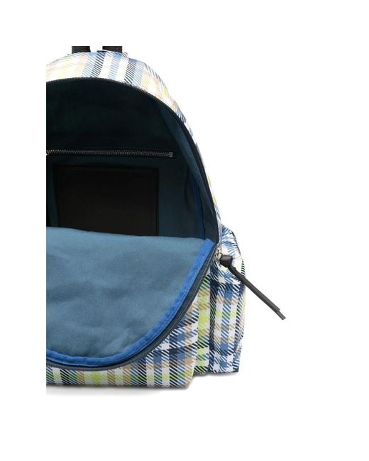 Vivienne Westwood Blue Medium George Check-Pattern Logo-Patch Backpack for men