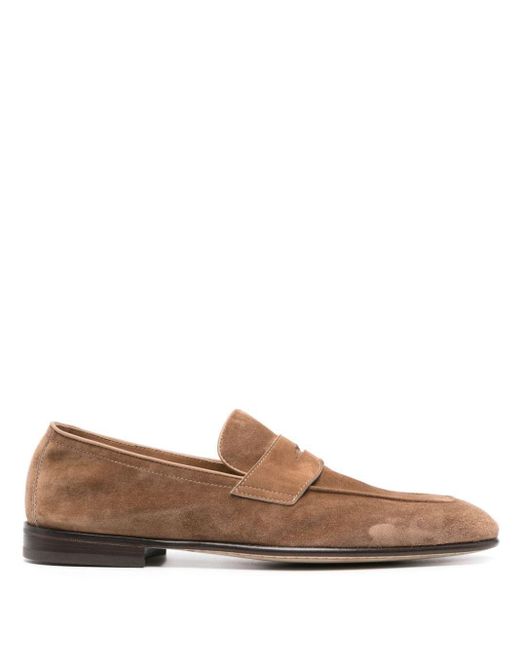 Brunello Cucinelli Brown Penny-Strap Suede Loafers for men