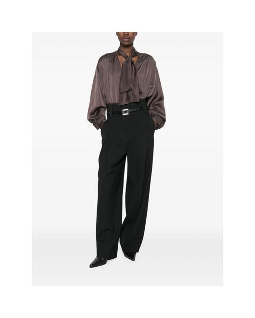 ANDAMANE Brown Mathilda Gathered Blouse