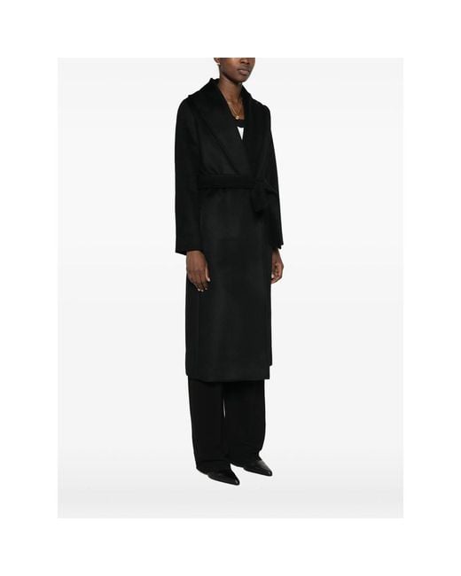 Max Mara Black Loriana Long-Sleeve Belted Coat