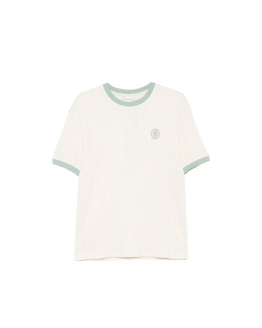 Drole de Monsieur White Ribbed Trim T-Shirt for men