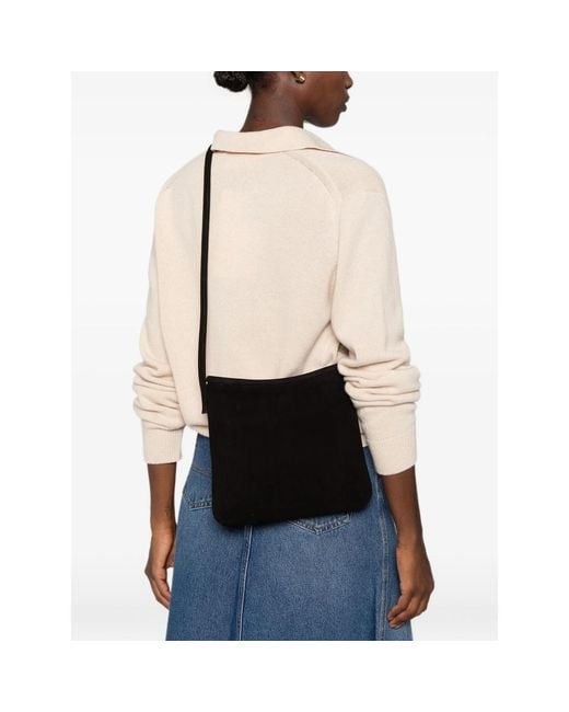 MANU Atelier Black Fidèle Suede Shoulder Bag