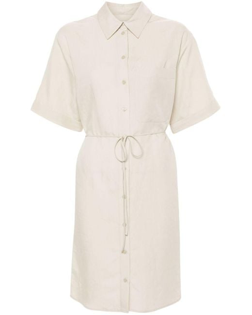 Calvin Klein Belted Shirt Dress in White | Lyst